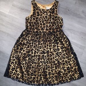Girls Velvet Animal Print Design Dress Sz 12